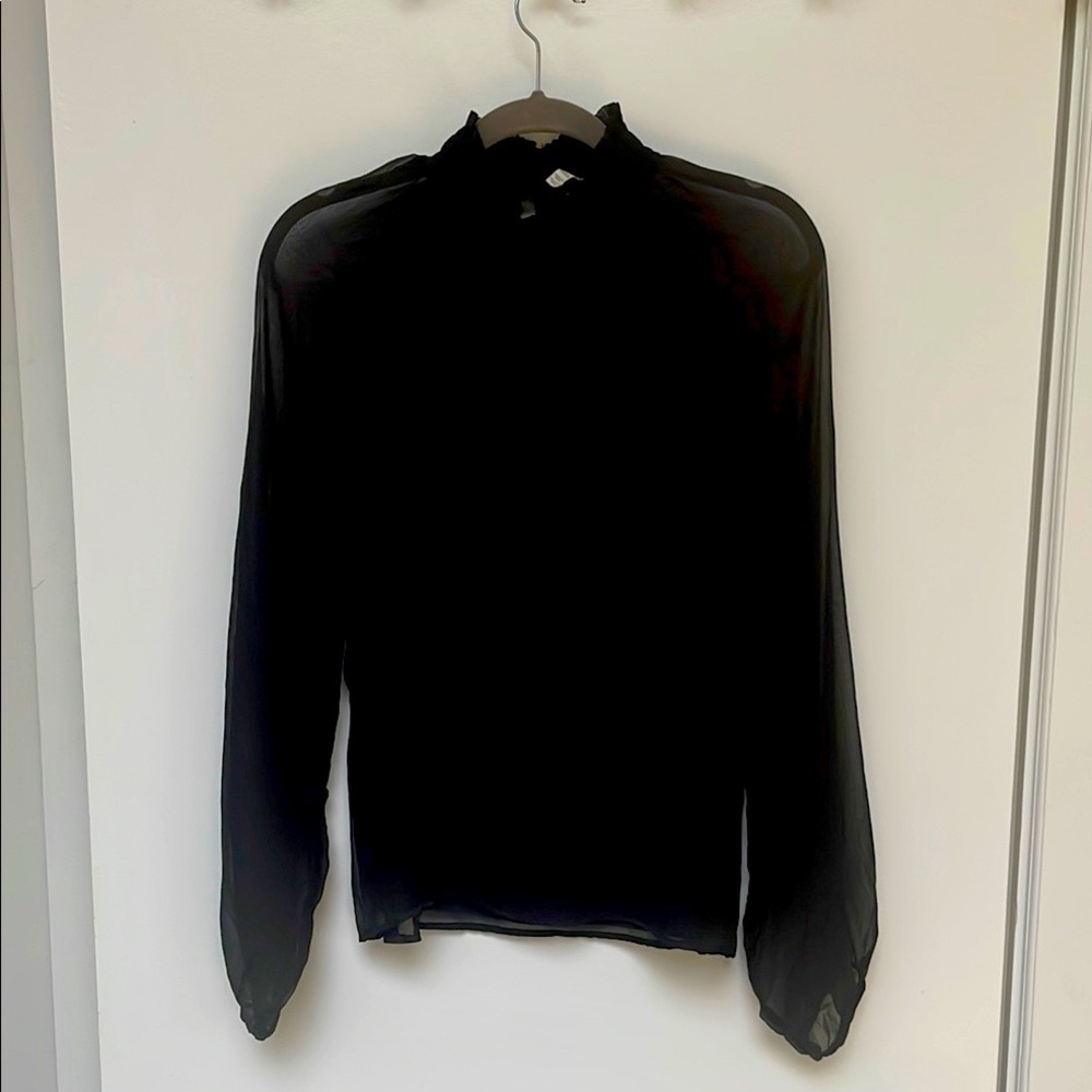 Joie Smocked Long Sleeve sheer blouse